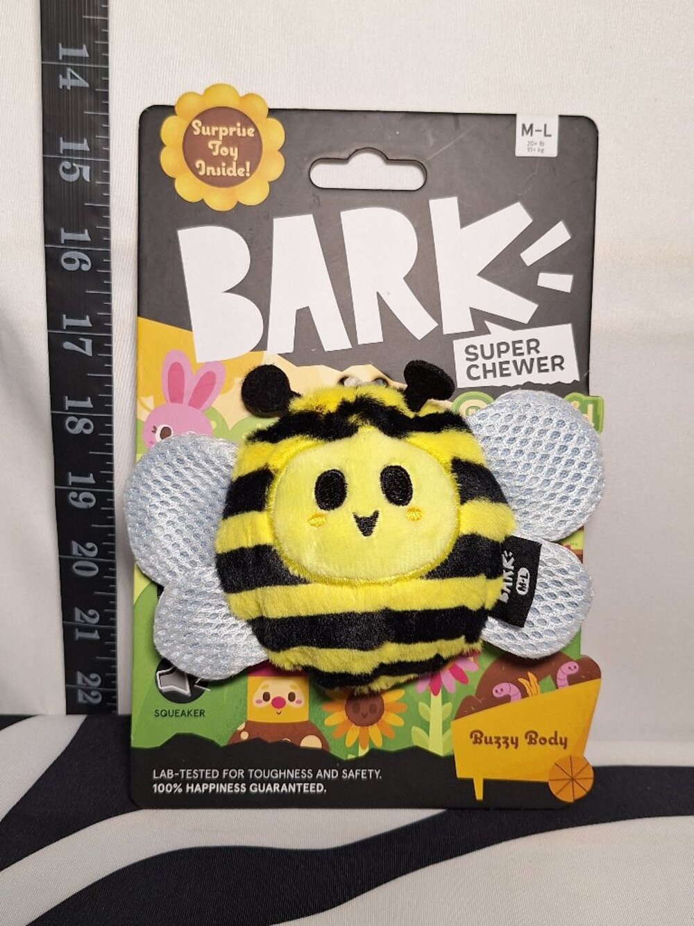 NWT Bark Super Chewer Buzzy Body Dog Toy M-L